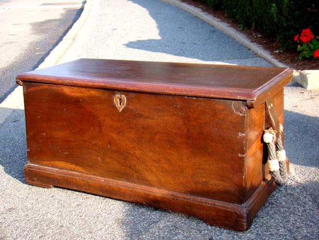 An 18th century 'style' seamans' chest with dovetailed construction